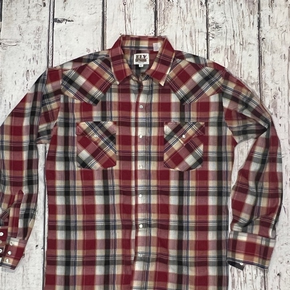 Vintage Western Pearl Snap Ely Cattleman Rockabilly Plaid Button Down Shirt - Picture 2 of 6